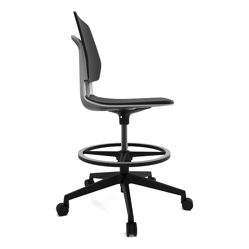 Maklaine Extended Height Office Chair with Foot Rest in Black