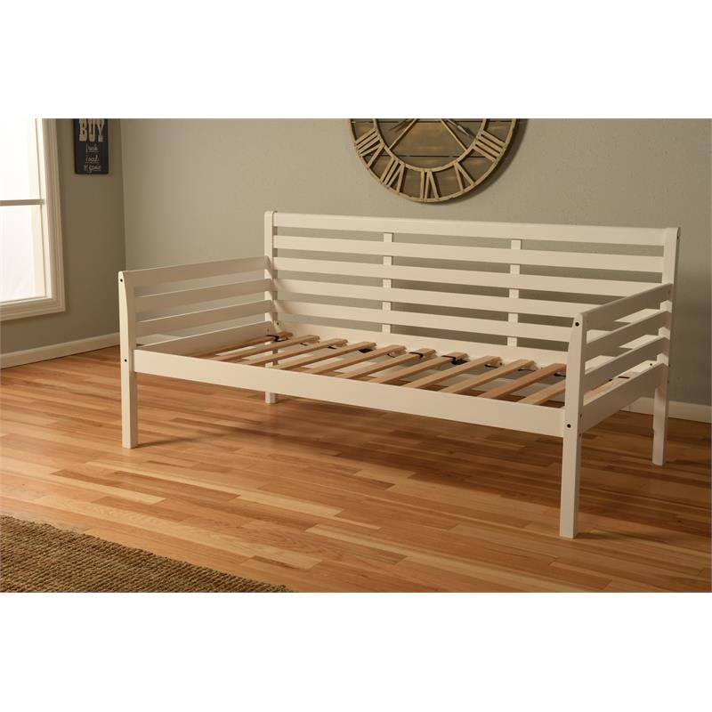 Maklaine Twin-size Solid Hardwood Daybed in White-Mattress Not Included