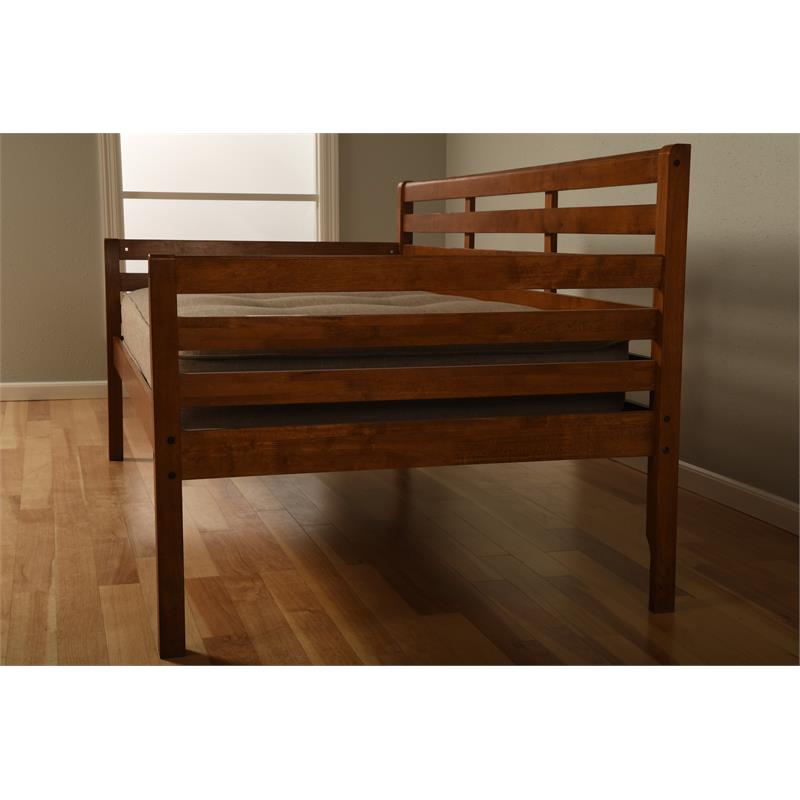 Maklaine Traditional Twin Size Daybed in Brown Wood - Easy Assembly