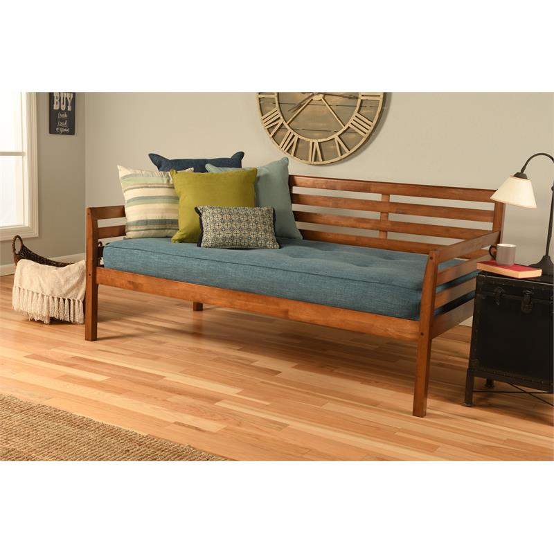 Maklaine Traditional Twin Size Daybed in Brown Wood - Easy Assembly