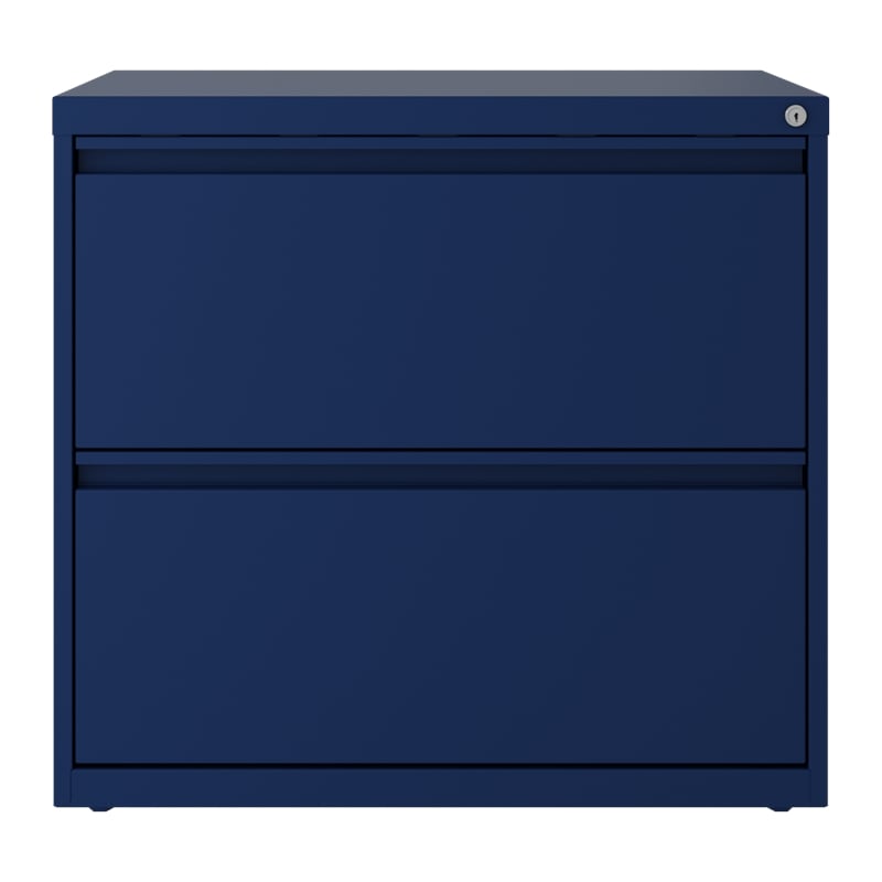 Maklaine 30 inch W 2 Drawer Metal Lateral 101 Filing Cabinet Navy