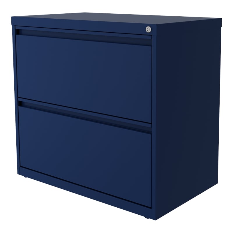 Maklaine 30 inch W 2 Drawer Metal Lateral 101 Filing Cabinet Navy