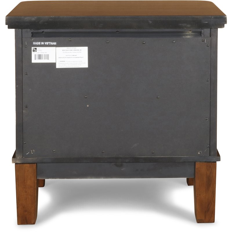 Maklaine Contemporary Solid Wood 2-Drawer Nightstand in Chestnut Brown