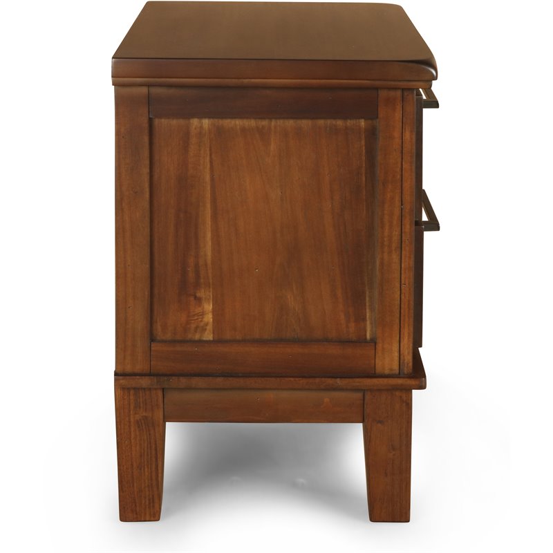 Maklaine Contemporary Solid Wood 2-Drawer Nightstand in Chestnut Brown