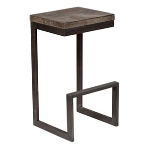 Maklaine Contemporary Architectural Metal and Mango Wood 30&quot Bar Stool