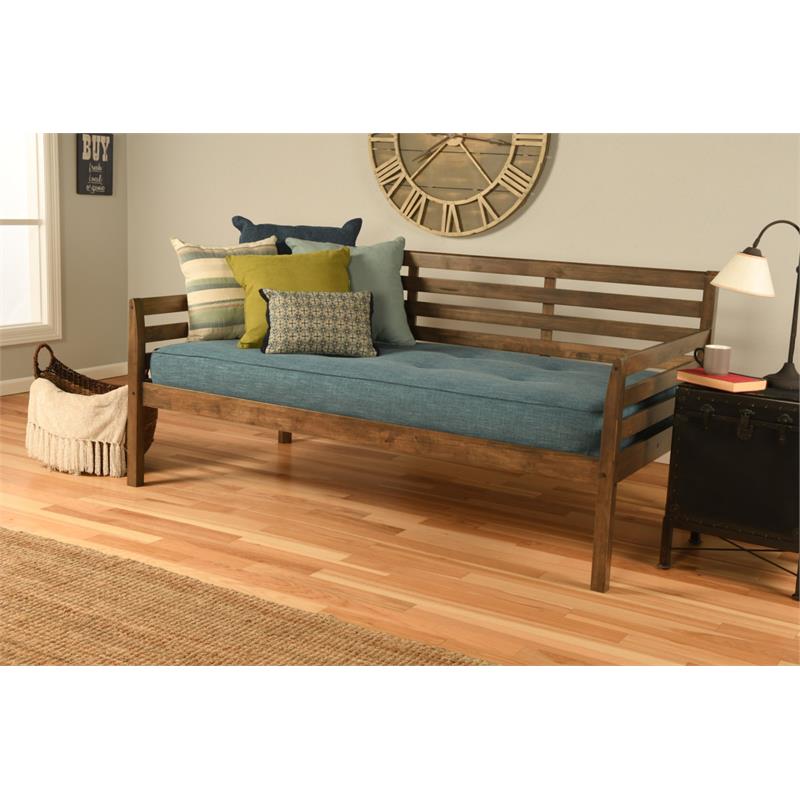 Maklaine Traditional Twin Size Daybed in Walnut Wood - Easy Assembly