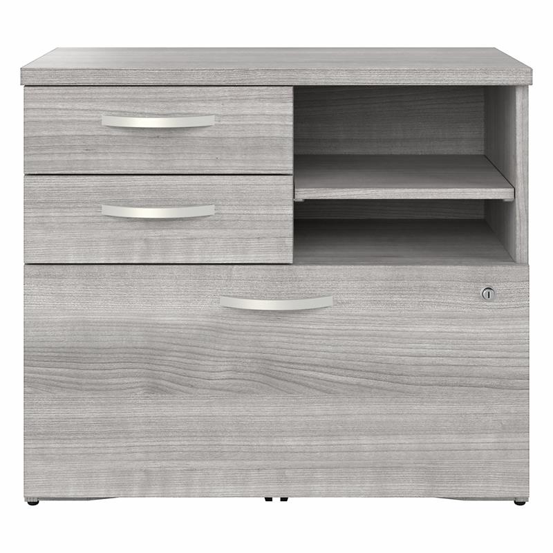 Maklaine Engineered Wood Office Storage Cabinet with Drawers in Platinum Gray