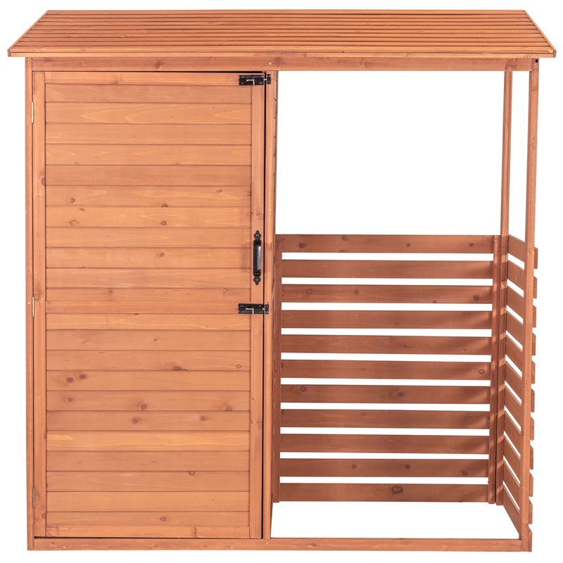 Maklaine Combination Firewood and Storage Shed in Medium Brown
