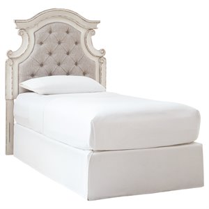 Maklaine Traditional Twin Upholstered Panel Headboard in White