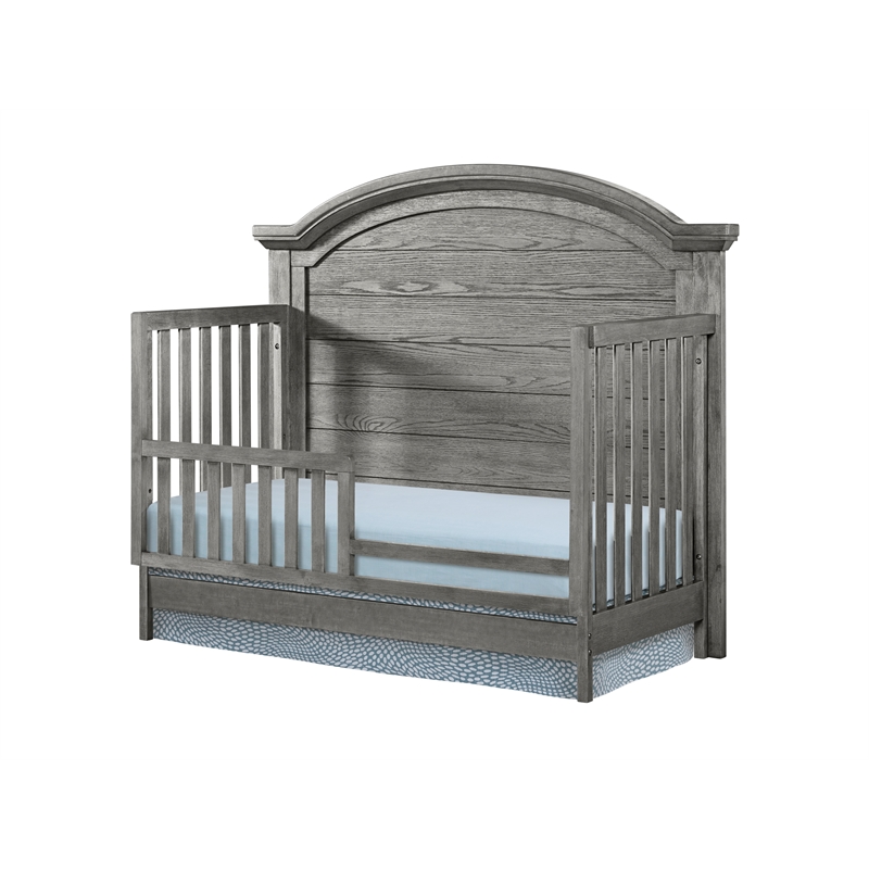 Maklaine Modern Traditional Wood Toddler Guard in Brushed Pewter