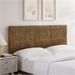 Maklaine Contemporary Wood/Rattan King Headboard in Sea Grass