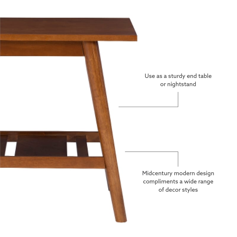 Maklaine Elegant Wood Mid-Century Accent End Table in Brown Finish