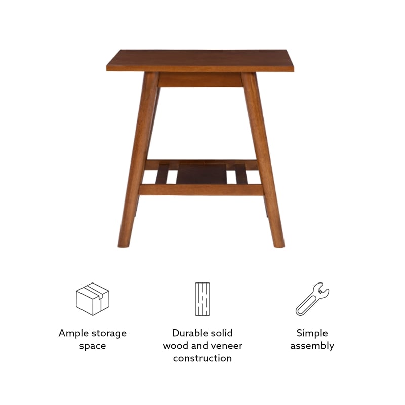 Maklaine Elegant Wood Mid-Century Accent End Table in Brown Finish