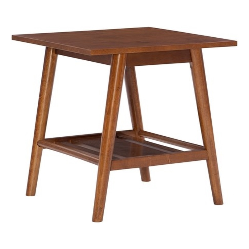 Maklaine Elegant Wood Mid-Century Accent End Table in Brown Finish