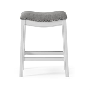 Maklaine 26&quot Farmhouse Wood Counter Height Stool in White Wash