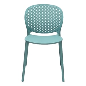 Maklaine Contemporary Mid-Century Plastic Side Chair in Blue (Set of 4)