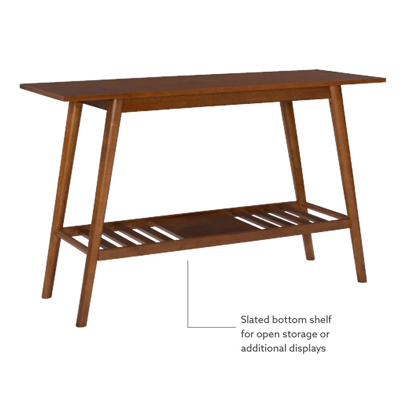 Maklaine Elegant Wood Mid-Century Console Table in Brown Finish