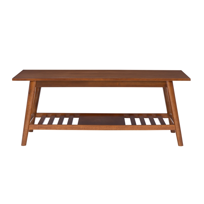 Maklaine Elegant Wood Mid-Century Coffee Table in Brown Finish