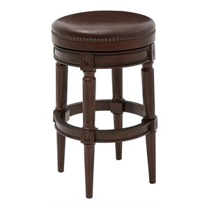 Maklaine Retro 31&quot Backless Wood Bar Height Stool in Walnut Finish