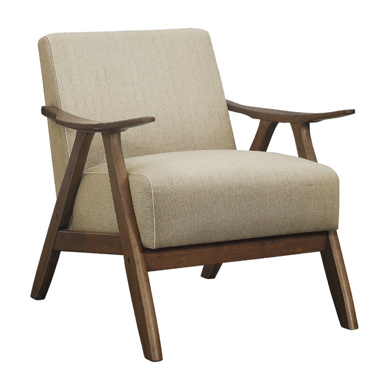 Maklaine Mid-Century Accent Chair with Arm Rest in Light Brown