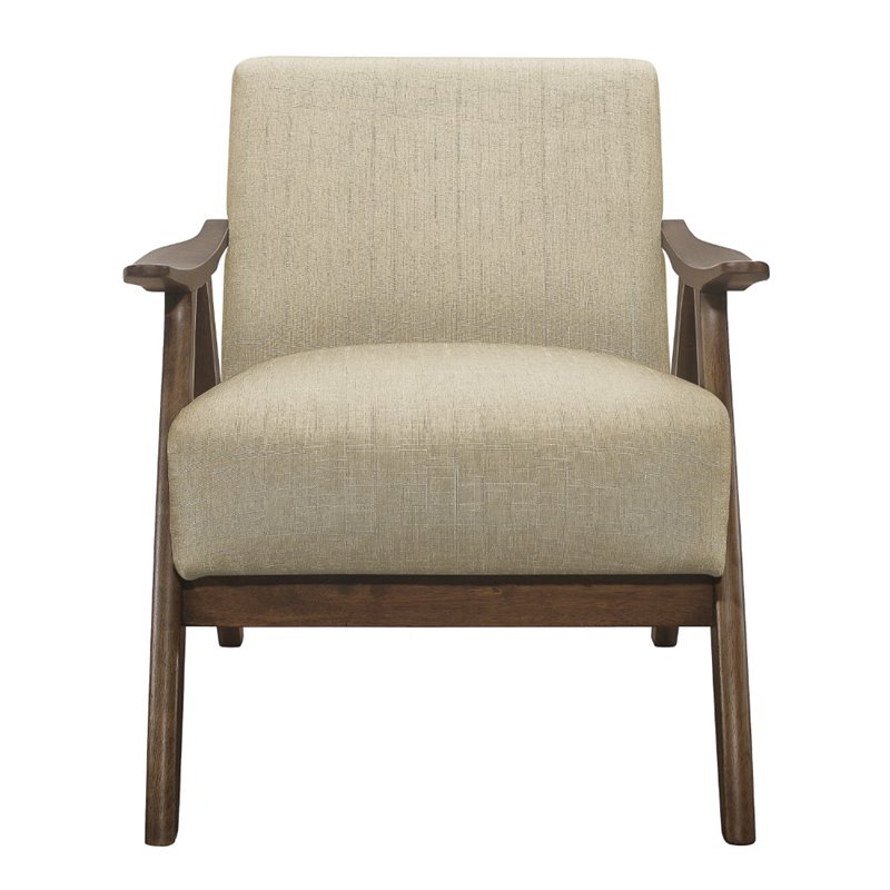 Maklaine Mid-Century Accent Chair with Arm Rest in Light Brown