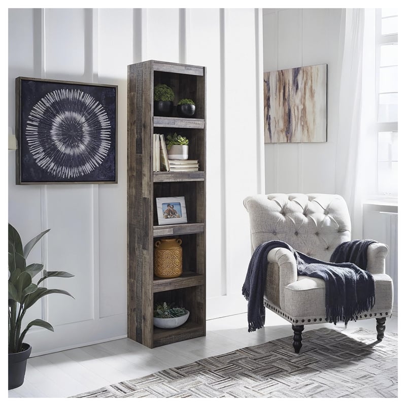 Maklaine Contemporary Engineered Wood Butcher Block Pier in Gray