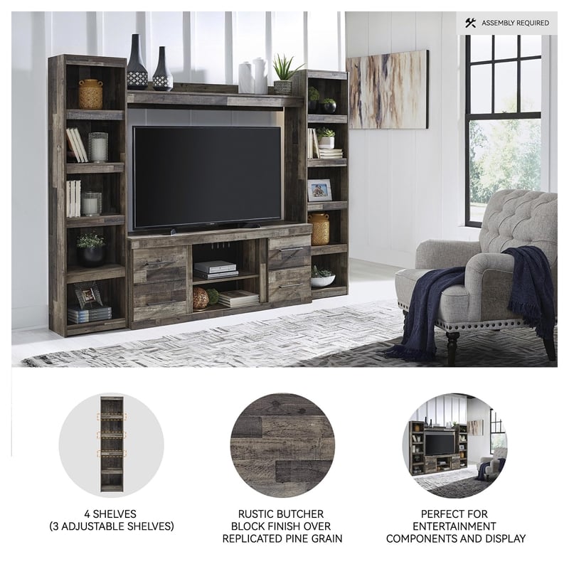 Maklaine Contemporary Engineered Wood Butcher Block Pier in Gray