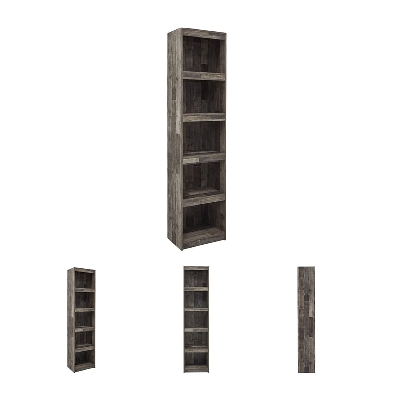 Maklaine Contemporary Engineered Wood Butcher Block Pier in Gray