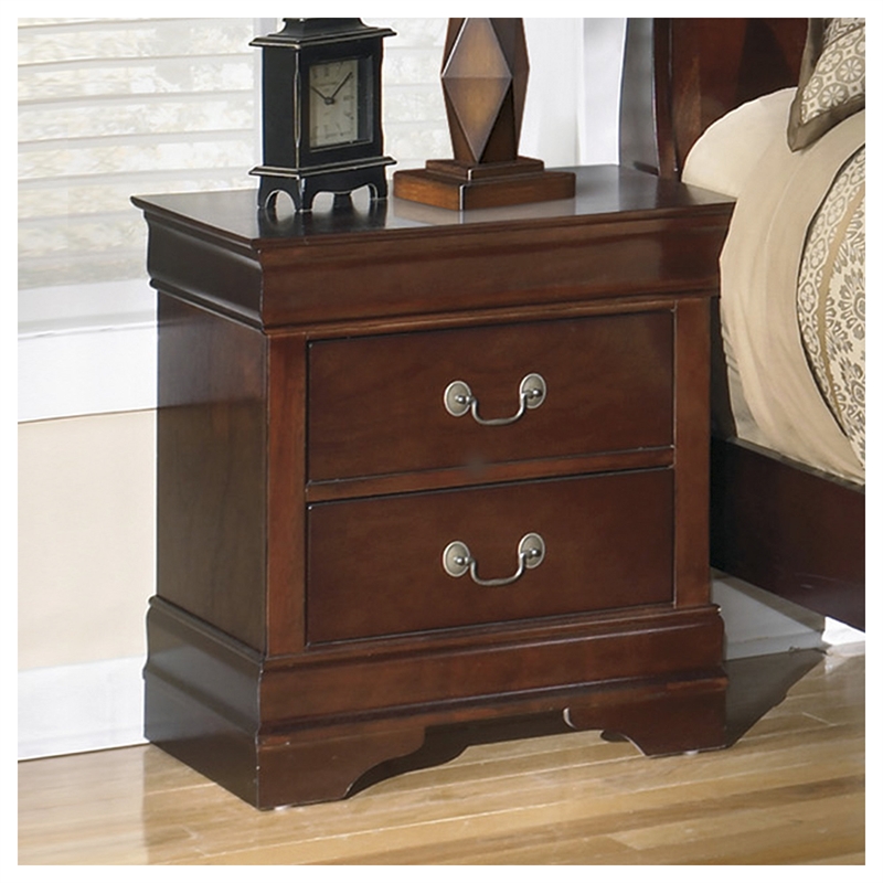 Maklaine Engineered Wood Traditional 2-Drawer Nightstand in Dark Brown