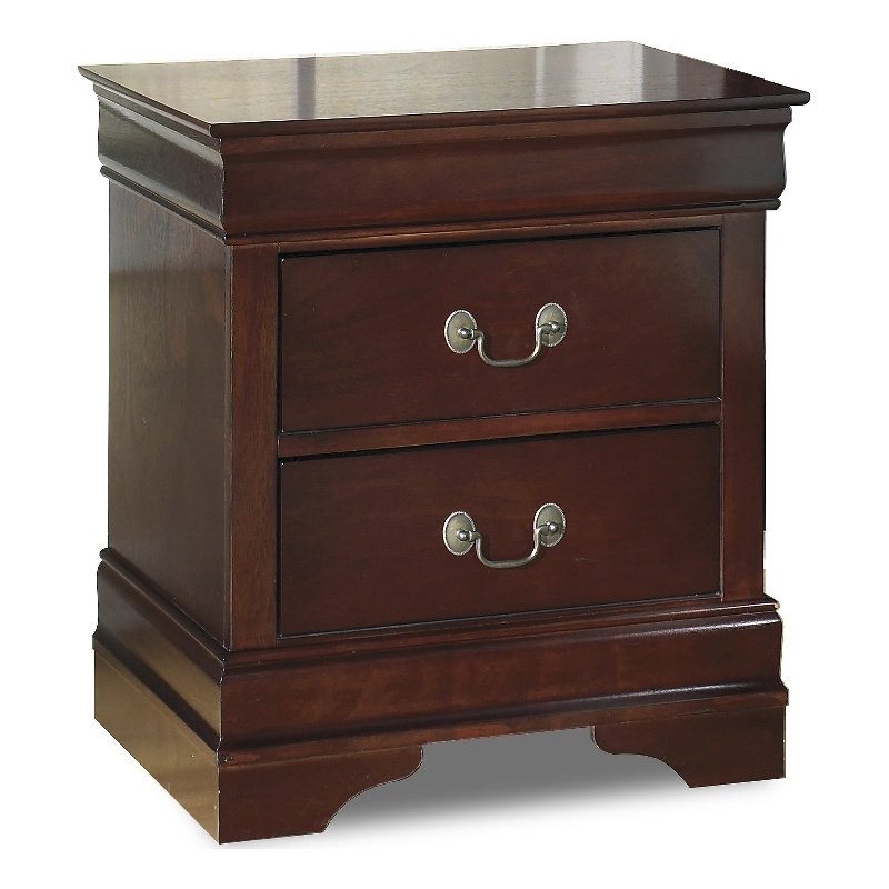 Maklaine Engineered Wood Traditional 2-Drawer Nightstand in Dark Brown