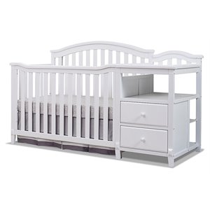Maklaine Wood Modern / Contemporary Crib and Changer in White