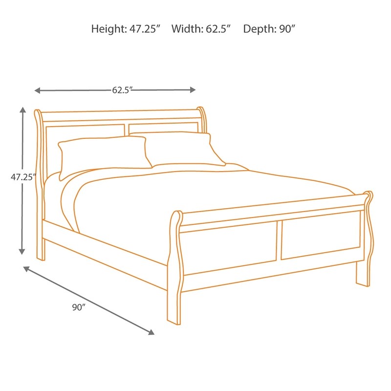 Maklaine Modern Traditional Sleigh Queen Bed in Warm Dark Brown