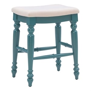 Maklaine 25&quot Backless Upholstered Counter Stool in Antique Blue Wood