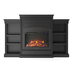 Maklaine Engineered Wood Contemporary Mantel Fireplace in Black