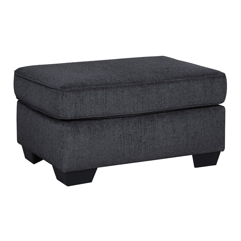 Maklaine Modern / Contemporary Fabric Ottoman in Charcoal Finish
