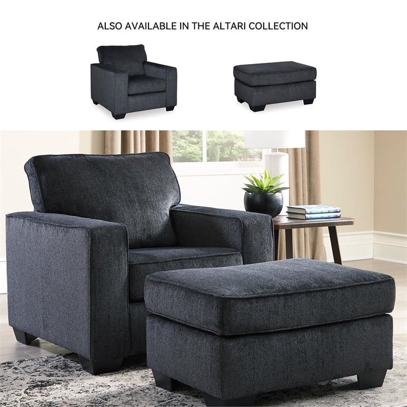 Maklaine Modern / Contemporary Fabric Ottoman in Charcoal Finish