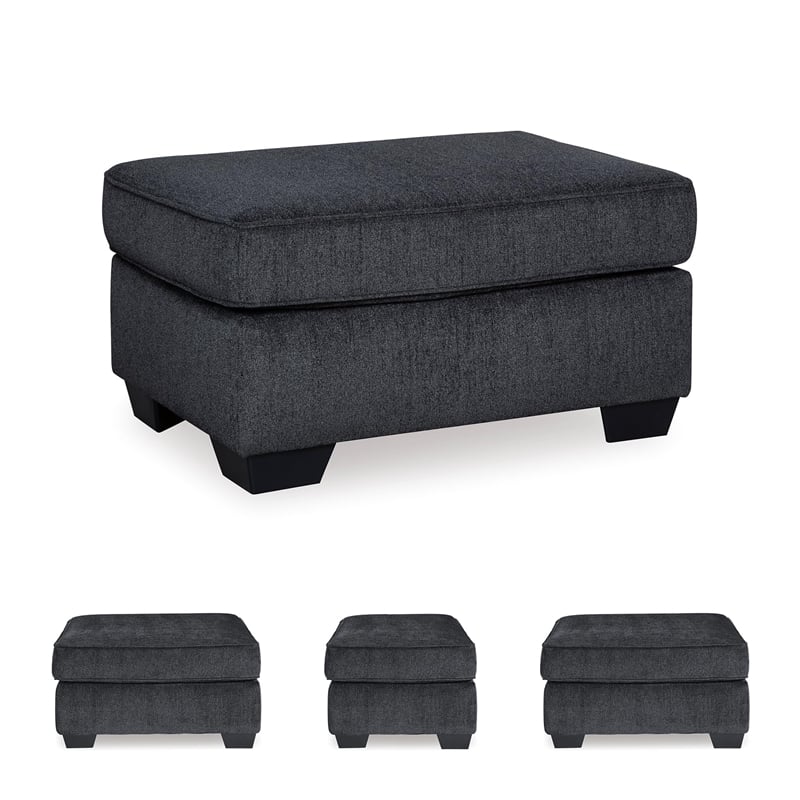 Maklaine Modern / Contemporary Fabric Ottoman in Charcoal Finish