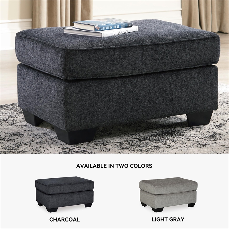 Maklaine Modern / Contemporary Fabric Ottoman in Charcoal Finish