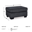 Maklaine Modern / Contemporary Fabric Ottoman in Charcoal Finish
