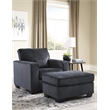 Maklaine Modern / Contemporary Fabric Ottoman in Charcoal Finish