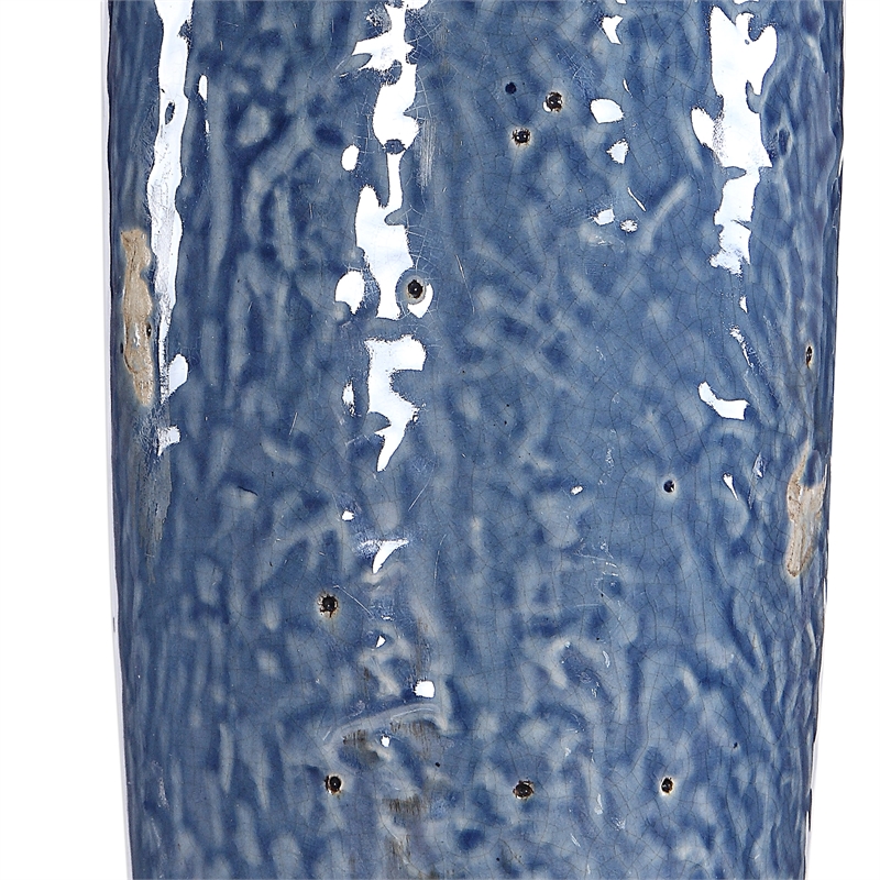 Maklaine 1-Light Coastal Ceramic Table Lamp in Blue/Dark Khaki