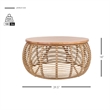 Maklaine Coastal Round Rattan Coffee Table in Brown/Natural Honey