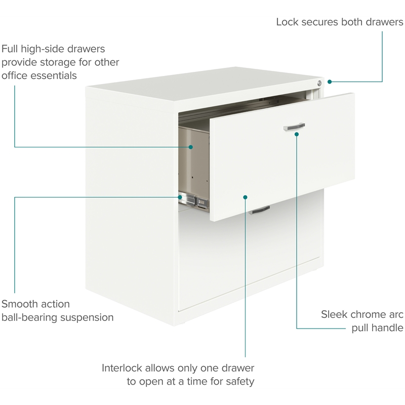 Maklaine Home Office Lateral Metal Filing Cabinet 30
