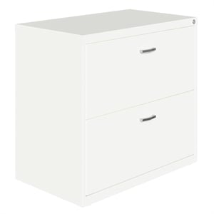 Maklaine Home Office Lateral Metal Filing Cabinet 30&quot Wide 2 Drawer White