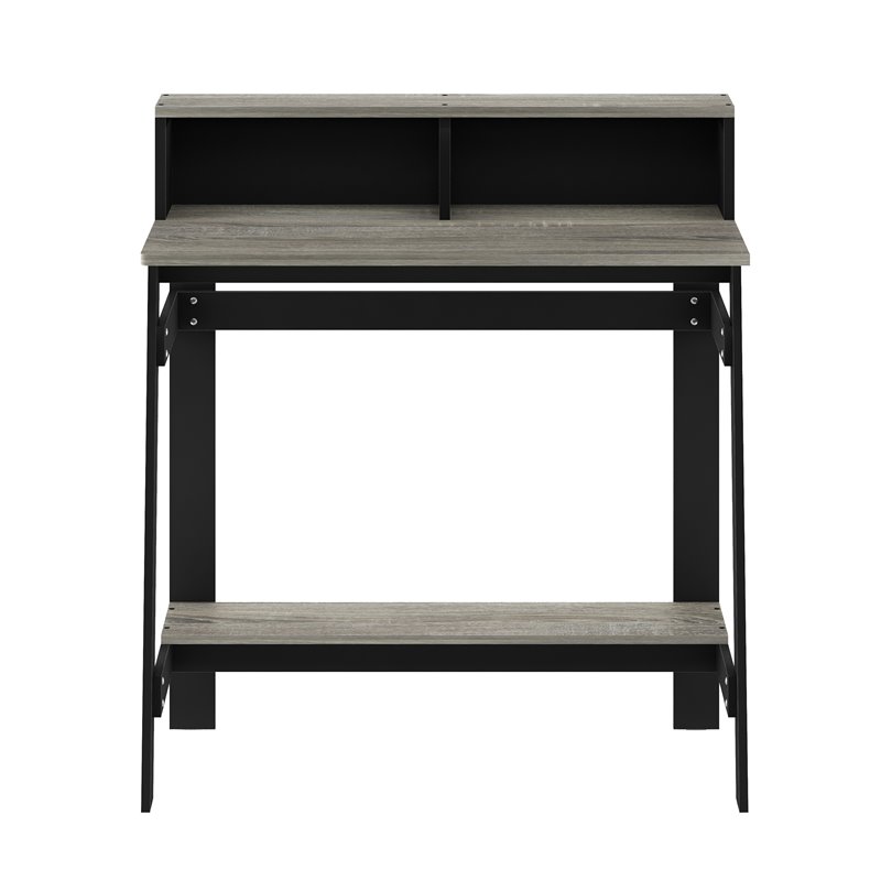 Maklaine Engineered Wood Simplistic A Frame Computer Desk in Black/Oak Gray