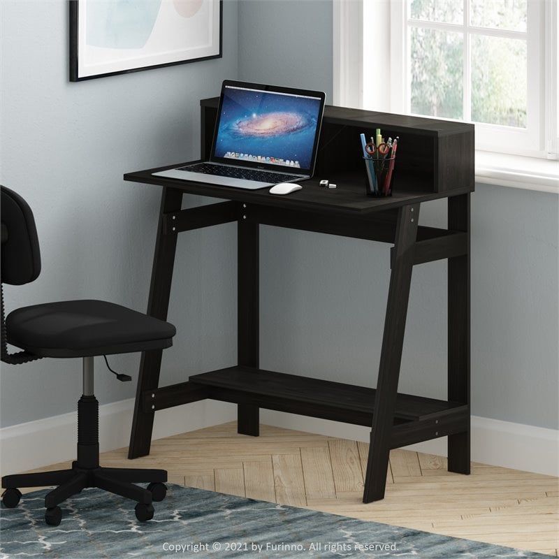 Maklaine Engineered Wood Simplistic A Frame Computer Desk in Espresso