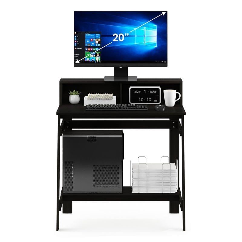 Maklaine Engineered Wood Simplistic A Frame Computer Desk in Espresso