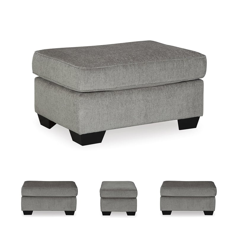 Maklaine Elegant Modern / Contemporary Fabric Ottoman in Alloy