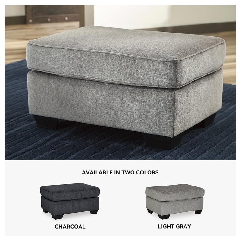 Maklaine Elegant Modern / Contemporary Fabric Ottoman in Alloy