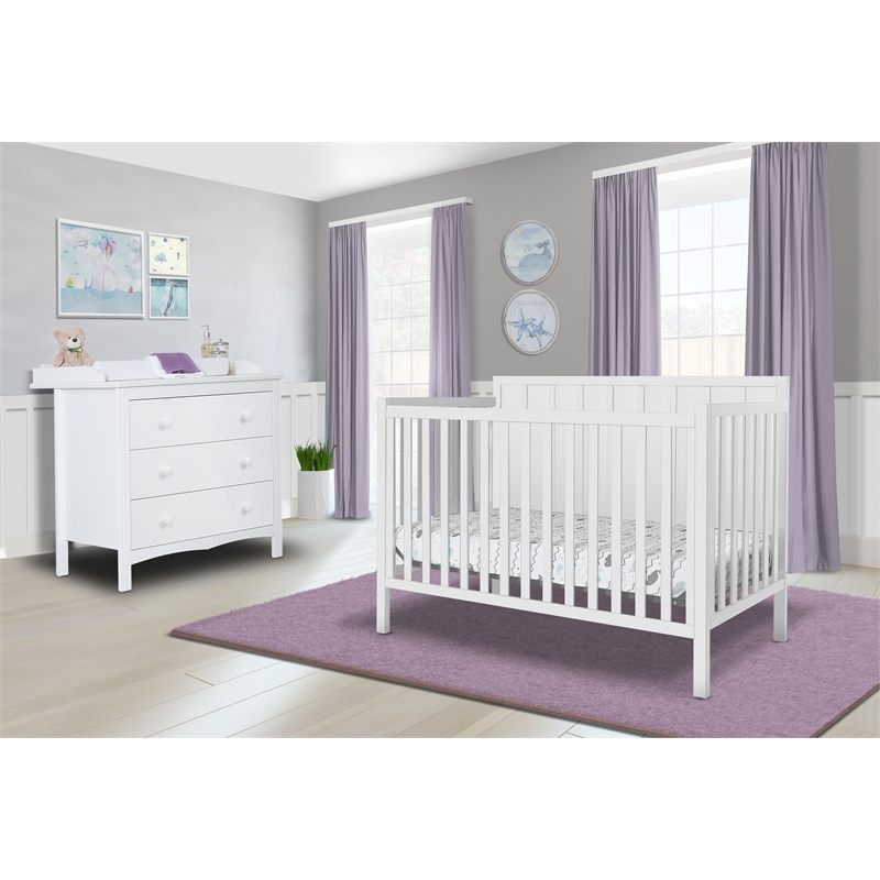 Maklaine Modern / Contemporary 4-in-1 Convertible Crib White